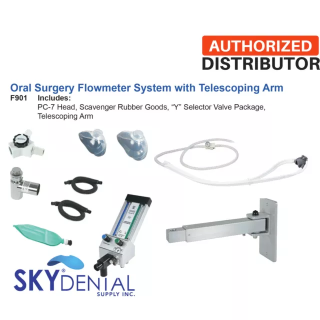 Belmed F901 Oral Surgery Flowmeter System with Telescoping Arm & Scavenger Goods