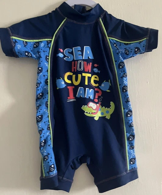 Costume da bagno bambino ""Sea Now Carino I Am"" tutto in uno 6-9 mesi