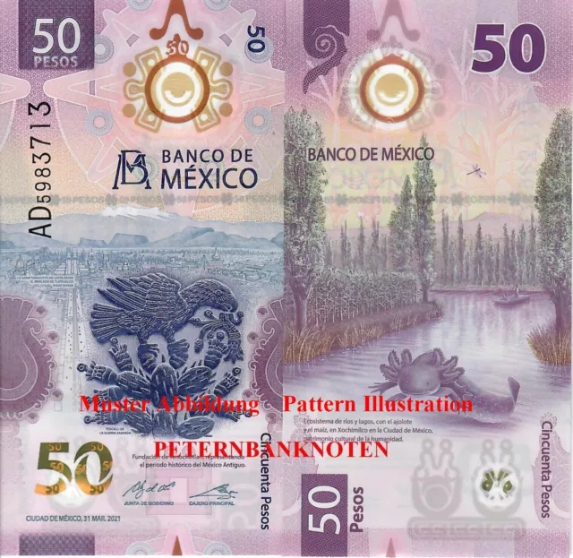 MEXIKO / MEXICO  50 Pesos  2021  Polymer  Unc P New   6329# Kassenfrisch..