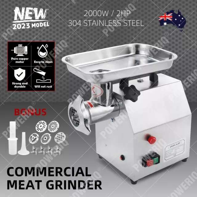 2000W 2HP Commercial Meat Mincer Electric Grinder Sausage Maker Filler 300Kg/H