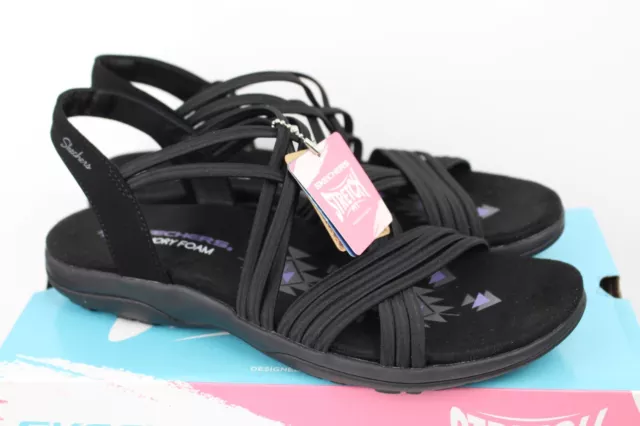 SKECHERS WOMEN'S REGGAE Slim Simply Sandals Black 163185 -