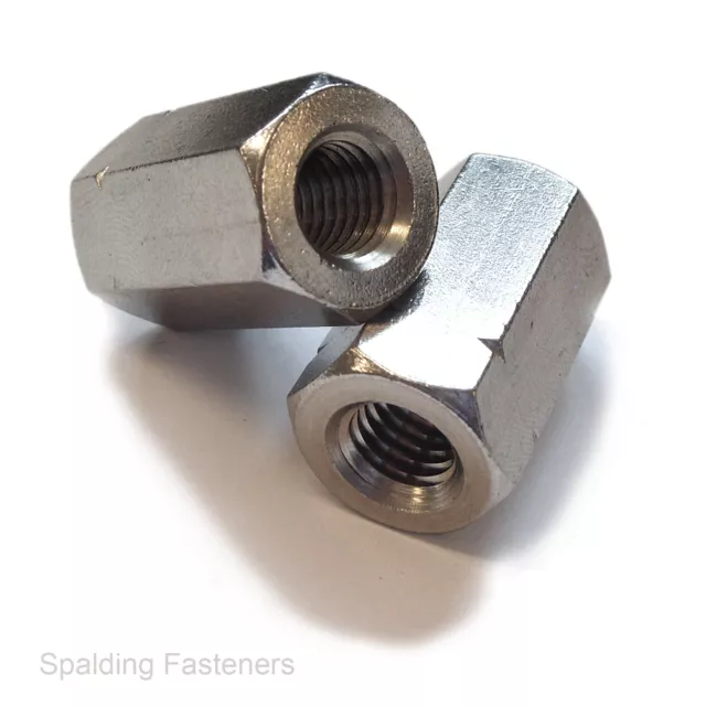 Long Nuts Threaded Bar Studding Connectors Stainless M5, M6, M8 & M10