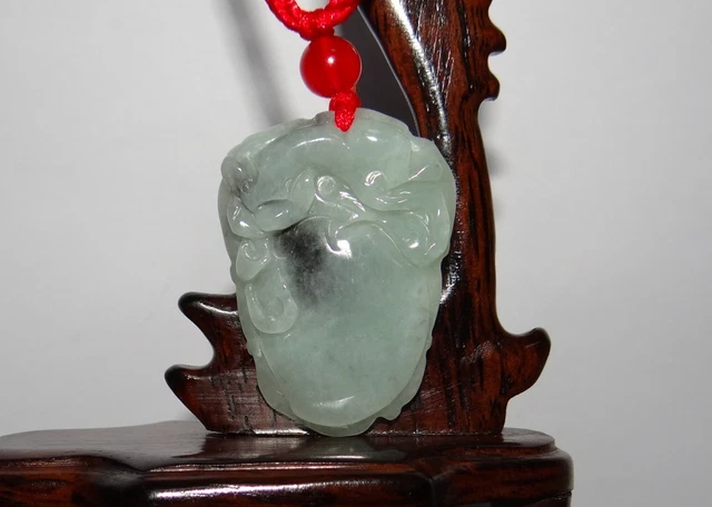 1.7"China Certified Nature Jadeite Hisui Jade Grade A Wealth Pixiu and Melon Pen