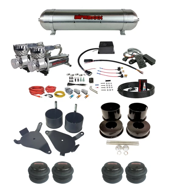 AIR RIDE SUSPENSION Kit Slam Manifold Valve Bags Raw Aluminum For 1982