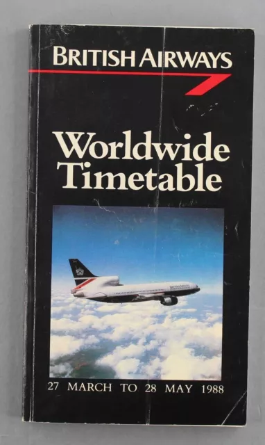 British Airways World Airline Zeitplan Sommer März 1988 Sitzkarten Concorde