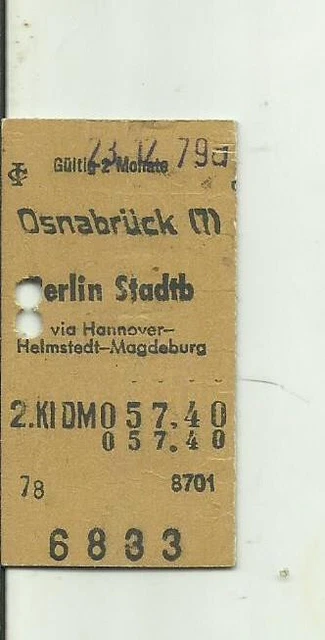 Fahrkarte Osnabrück-Berlin Stadtb 1979