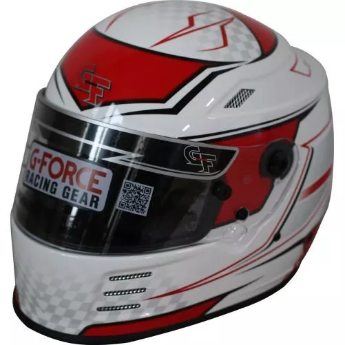 G-Force 13005MEDRD Race Driving Helmet REVO Full White/Red Medium NEW