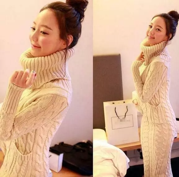 Knit Korean Style Pullover Long Sleeve Square Neck Crop Top Slim Wear For  Women