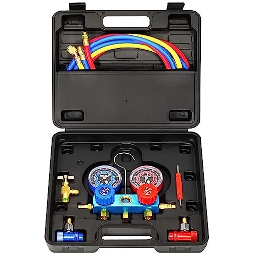 R1234YF AC GAUGES, 3 Way 1234yf AC Manifold Gauge Set Car Air