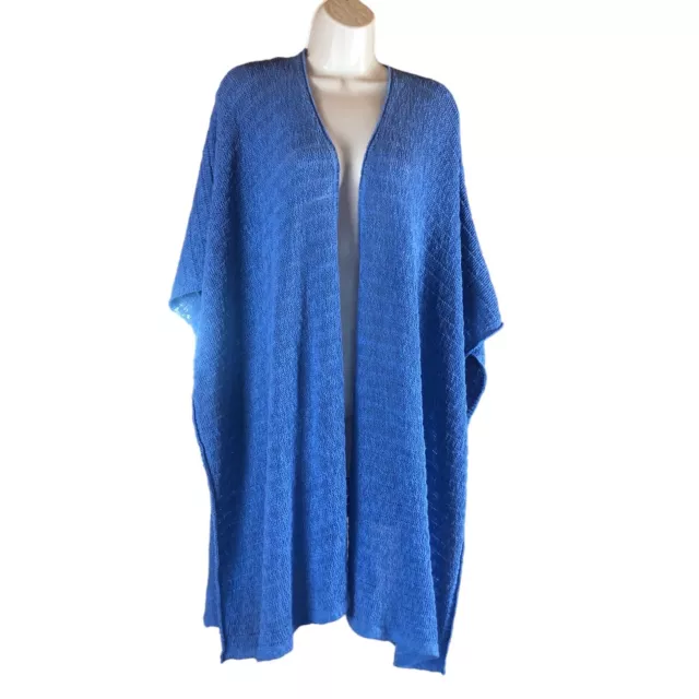 J.Jill Women’s Open Weave Periwinkle Blue Shawl/Cape Knit Sweater-One Size