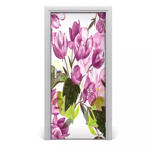 Pegatinas Para Puertas de Autoadhesivo Murales  95x205 cm Flores rojas