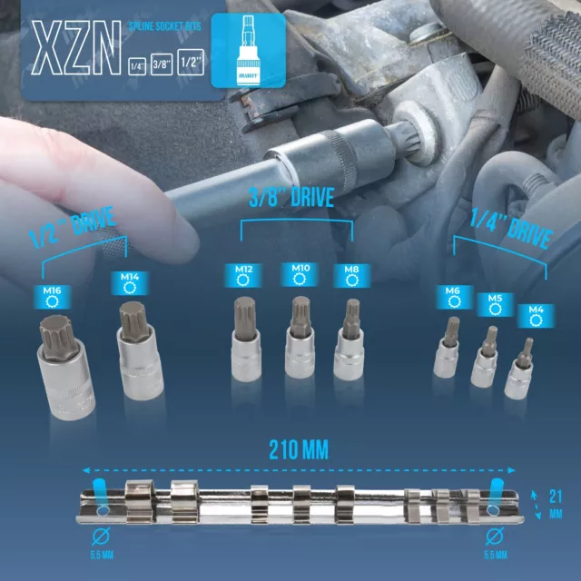 Steckschlüssel XZN Innen Vielzahn Nusssatz Stecknüsse Nuss Innenvielzahn Set 8tg 2