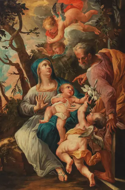 The Holy Family with Saint John | Italian Art | Early 18th Century Gospel Print