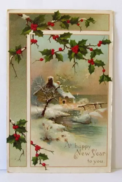 Vintage Post Card Happy New Year 1908 Posted Divided Back  Wagner South Dakota