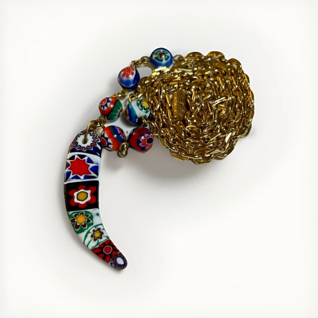 Pendentif Millefiori En Vrai Verre De Murano - Fait Main En Italie - Unique Multicolore - 32mm
