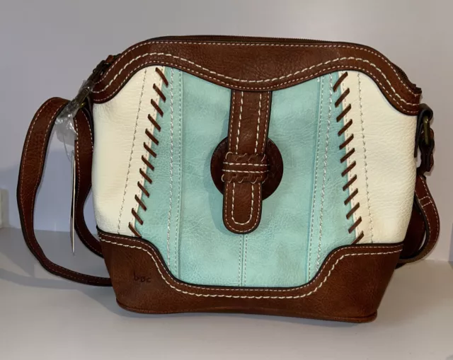 BOC Born Concept Tri Tone Purse. Shoulder  White, Brown, Seafoam. Cowgirl. NWT