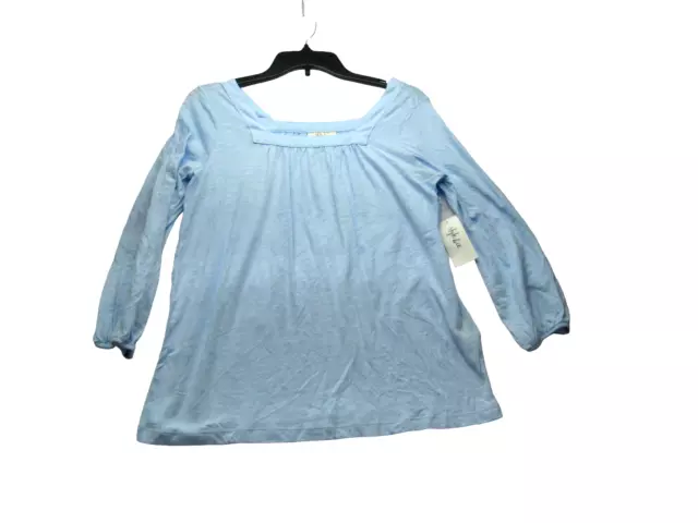 Style and Co Blouse Womens size Small Blue Square Neck 3/4 Sleeve Top New