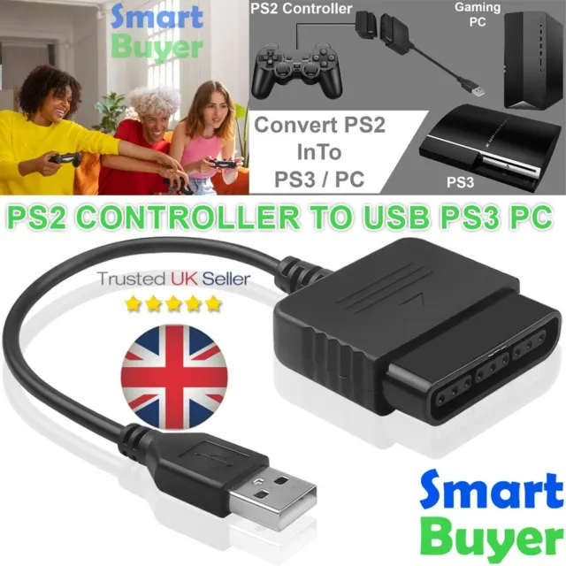 PS2 Game Pad Controller Female to Male USB PS3 PC Adapter Converter Cable