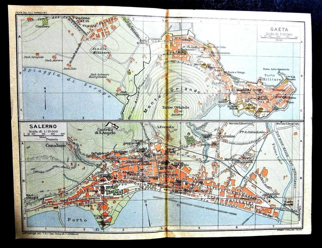 1909 MAPPA GEO-TOPOGRAFICA.DA ROMA A NAPOLI..PER GAETA..FORMIA.SALERNO ...