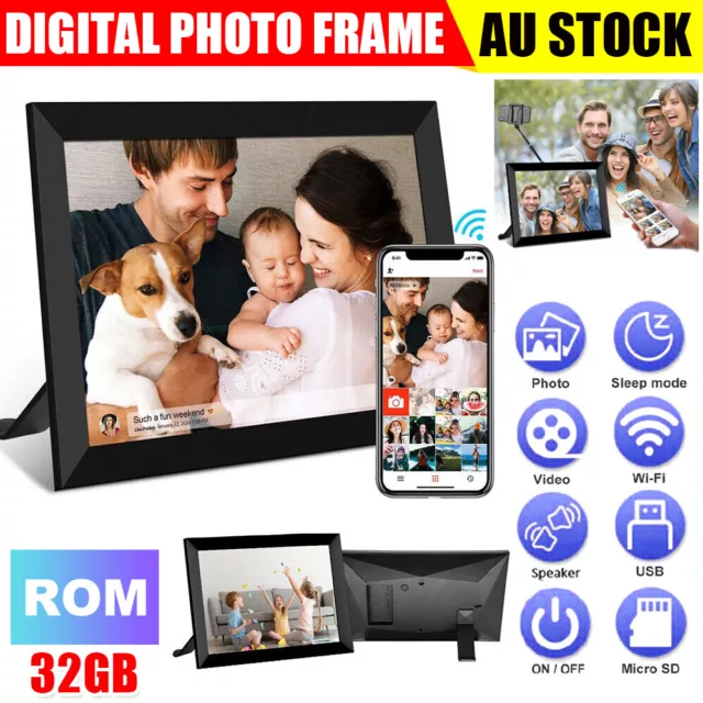 10.1 inch WiFi Enabled Digital Photo Frame Album IPS Touch Screen HD 32GB Cloud