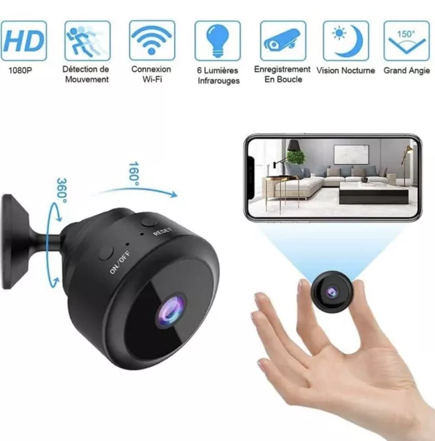 HD 1080P mini Caméra de sécurité espion WiFi Moniteur