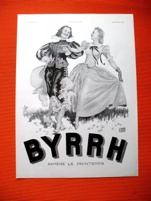 Publicite De Presse Byrrh Ramene Le Printemps Illustration Leonnec Ad 1938