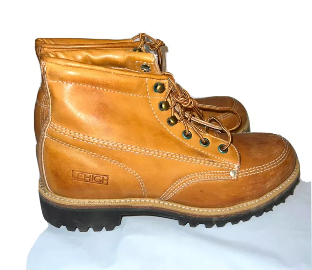 Lehigh Tan Leather Womens US 8 Steel Toe High Top Vibram Soled Work Boots