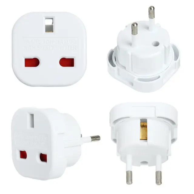 Wall Socket Outlet Connector Socket Plug UK to EU Converter Travel Adapter