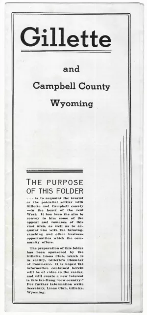 Vintage Gillette Campbell County Wyoming Travel Brochure Photo Images 1930s