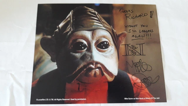 Unique Star Wars Nien Nunb Signed Photo Mike Quinn To Richard Bonehill