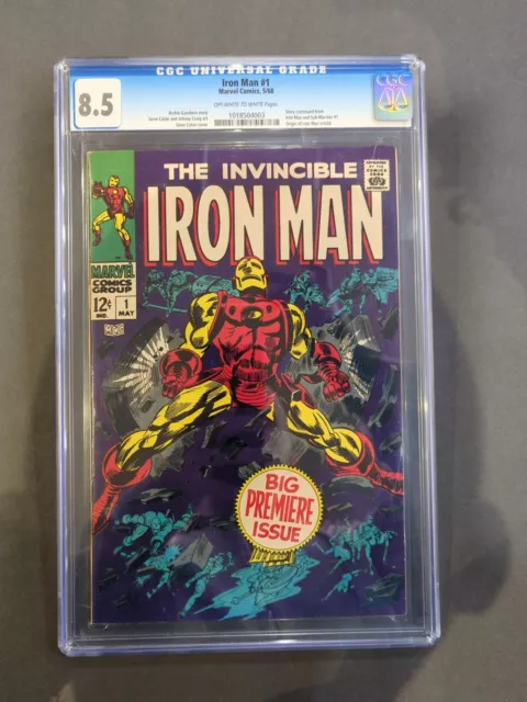 Iron Man (1968) #1 CGC 8.5 OW to WHITE Pages Origin Retold 1st solo title