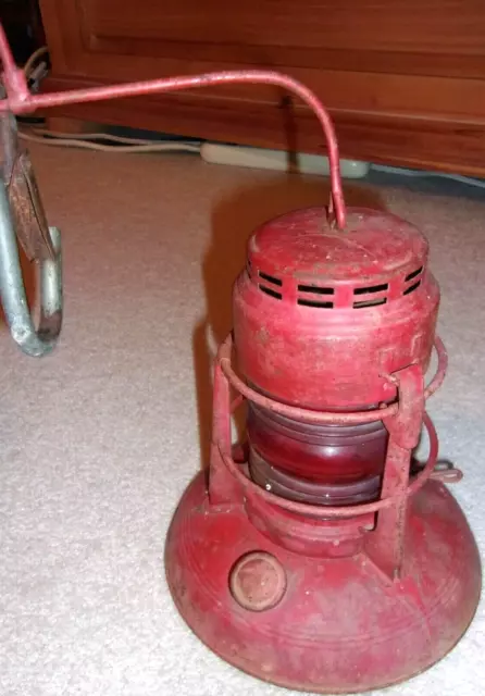 VTG 1890s-20s RED EMBURY NO 40 RAILROAD LANTERN SIGNAL RUBY GLASS GLOBE ORIGINAL