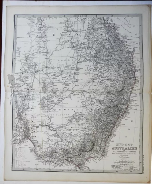 East Australia Queensland Victoria New South Wales 1874 Petermann detailed map