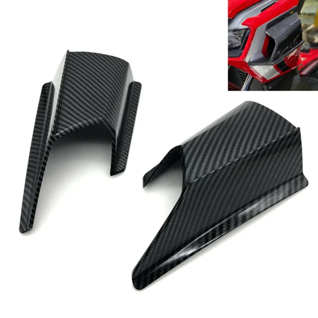 Motorcycle Front Fairing Side Winglet Wind Fin Spoiler Kit Glossy Carbon Fiber