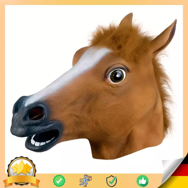 Pferdemaske aus Latex Horse Head Pferdekopf Maske Karneval Gummimaske Retoo