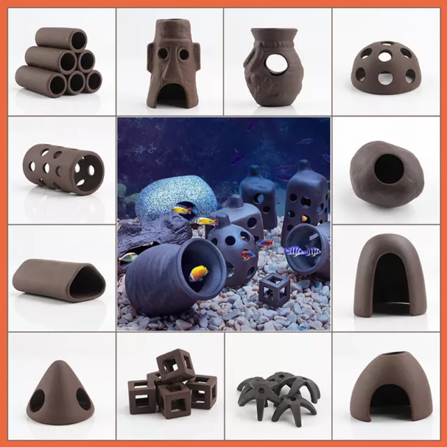 Ceramic Breeding Hiding Fish Cave Catfish Cichlid Aquarium Spawn Shelters Décor