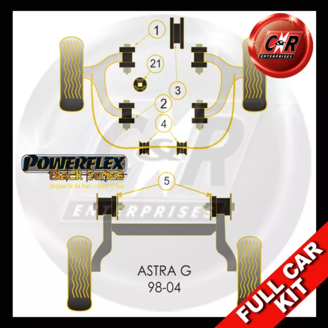 Powerflex Black Kit Complet Sri / Gsi 2.0T Z20LET Pour Opel Astra Mk4 (98-04)