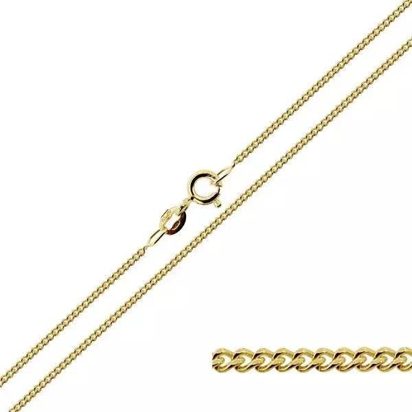 375 9ct Solid Yellow Gold 14 16 18 20 22 24" Inch 1.1mm Curb Link Chain Necklace