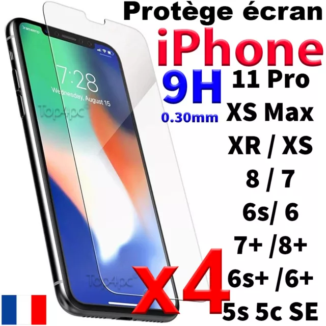 Protection Écran pour iPhone 7 8 6s 6 Plus 5 X XR Xs Max Vitre Verre Trempé Film