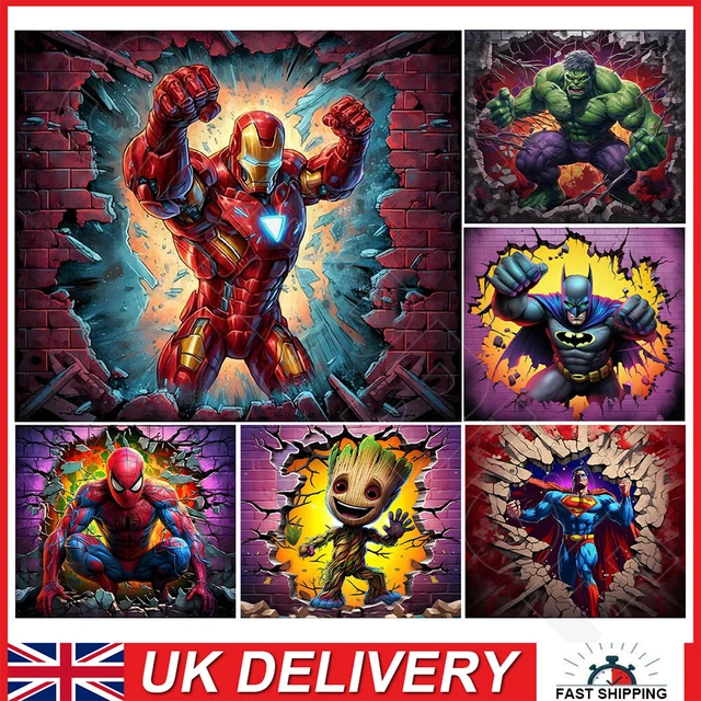 5D DIY Full Round Drill Diamond Painting Breaking Wall and Superhero Home Decor