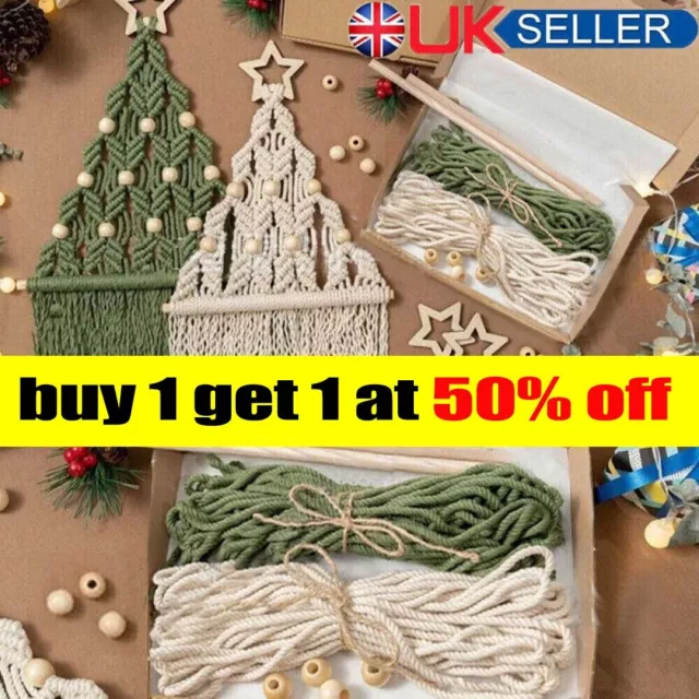 2PCS Christmas Tree Macrame Craft Kit DIY Christmas Ornaments Wall Hanging Decor