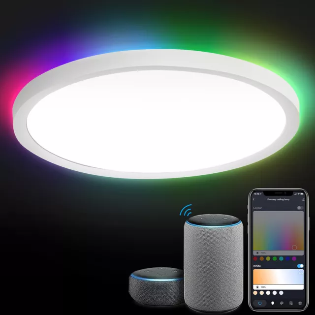 24W LED Deckenleuchte WIFI Keller Wohnzimmer dimmbar RGB BACKLIGHT Deckenlampe