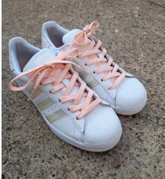 Adidas Originals Superstar Womens White Pink Trainers Size UK 5