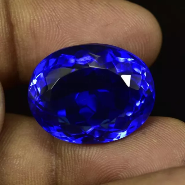 40.30 CT Lustrous Rare Blue Color Tanzanite Oval Cut GIE Certified Gemstone