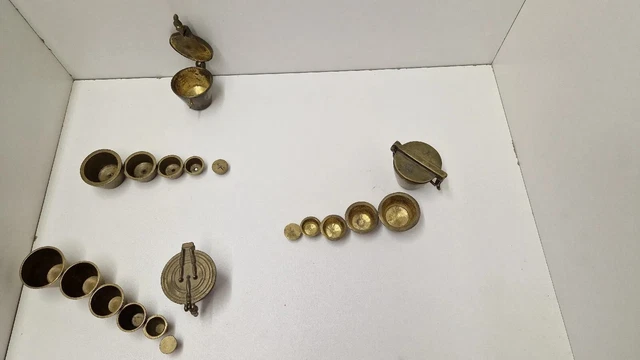 Alt Messing Berchergewichte Topfgewichte Apotheker Gewichte Münzwaage Waage