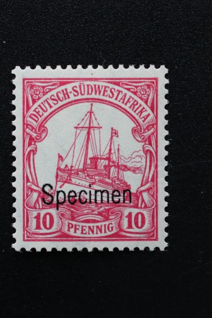 DT KOLONIEN DSWA 10 Pf MI Nr. 26 b AUFDRUCK "SPECIMEN" UNGEBR. FALZ BPP GEPRÜFT