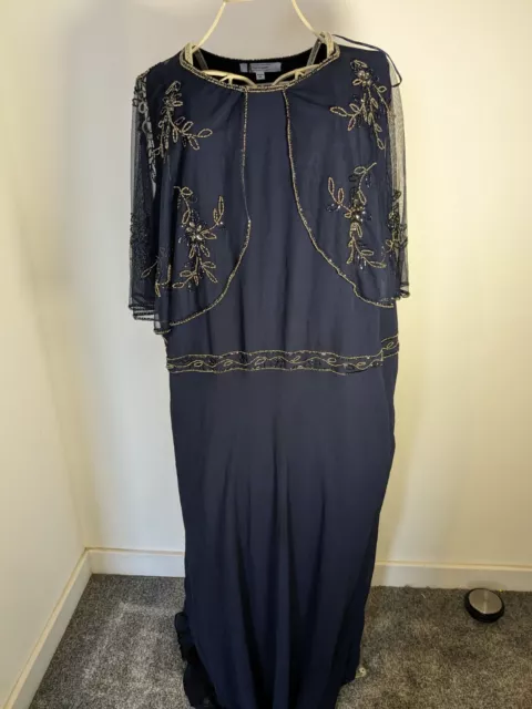 Splendido abito da sera madre della sposa con perline blu navy matrimonio 28