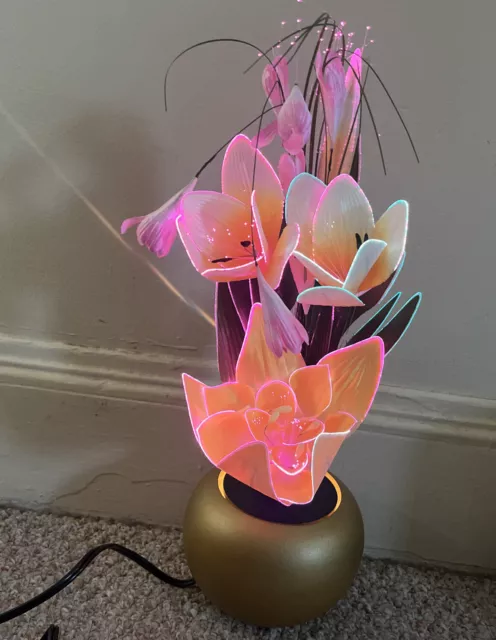 Vintage Spencer’s Gifts Fiber Optic Color Changing Flower Lamp Light 1999