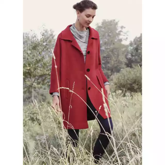 Anthropologie Elevenses Brienne  Red Oversized Wool Blend Coat Size MP