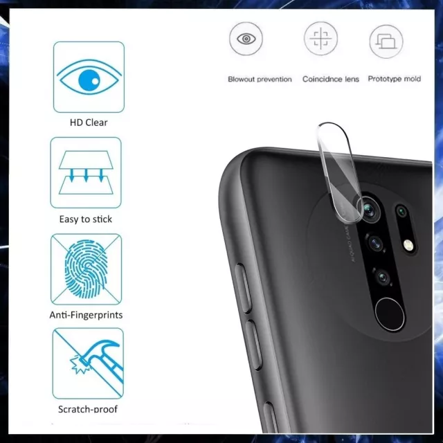 Protection Caméra Pour Xiaomi Redmi 9 Film Verre Trempé Lentille Arrière Vitre